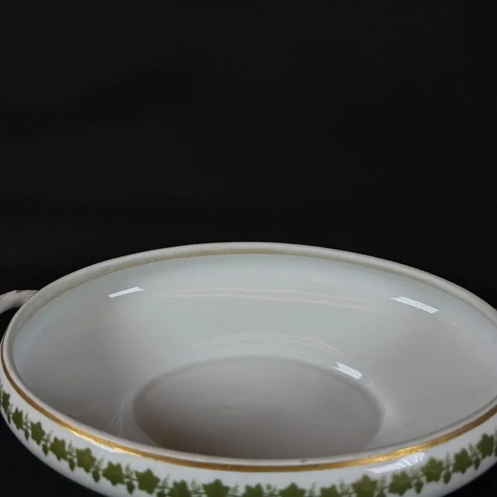 Vintage Limoges France Oval Serving Dish white with floral Grape gold trim 12